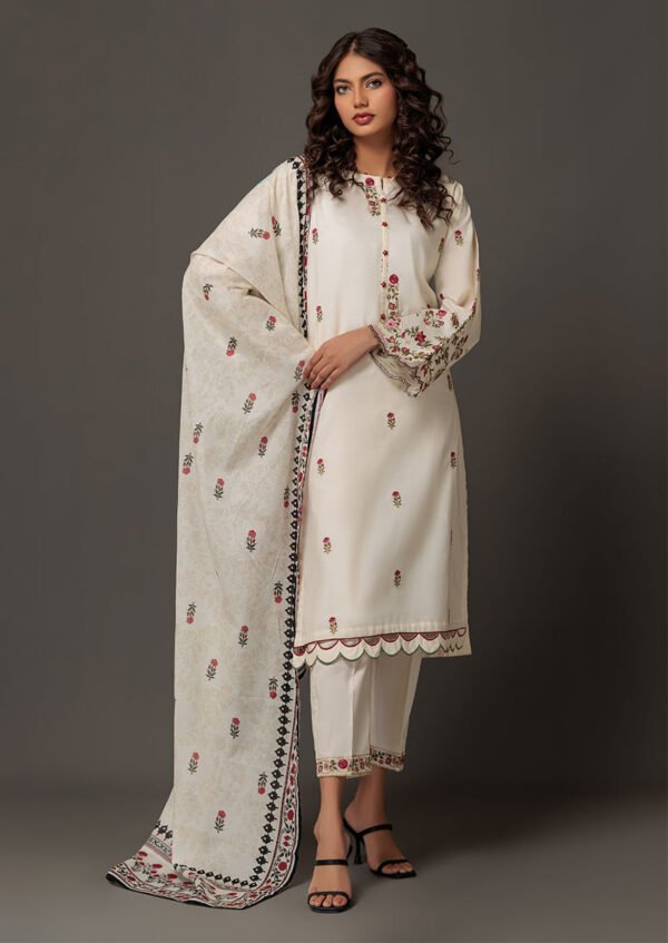 Rosita Vendela 3-Piece Embroidered Cambric Suit with Digital Printed Lawn Dupatta