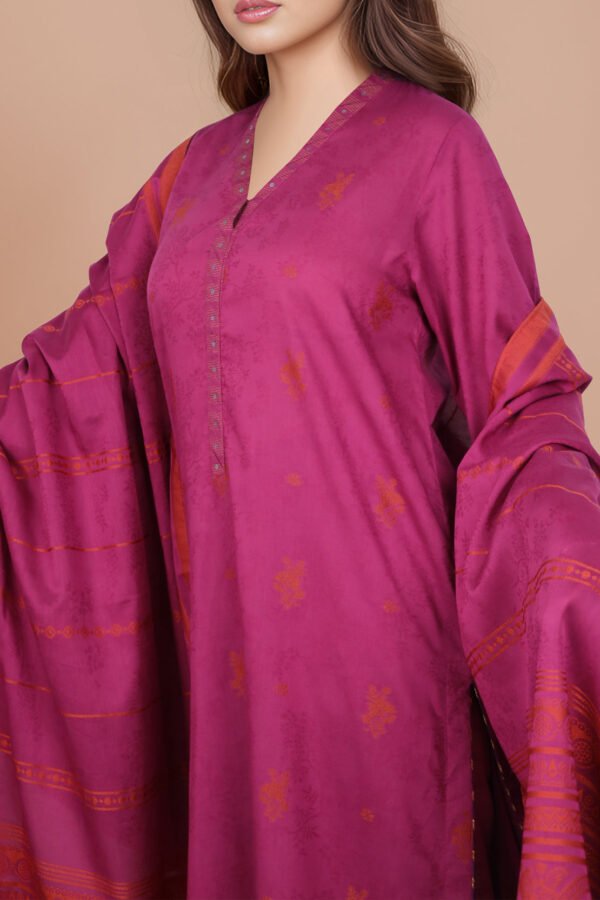 SAYA-Unstitched Jacquard Cotton 3-Piece | Shirt, Trouser & Dupatta