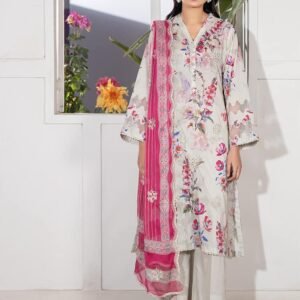Gul Pasand 3-Piece Unstitched Lawn Suit with Boring & Embroidered Shirt and Chiffon Dupatta