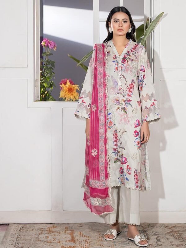 Gul Pasand 3-Piece Unstitched Lawn Suit with Boring & Embroidered Shirt and Chiffon Dupatta