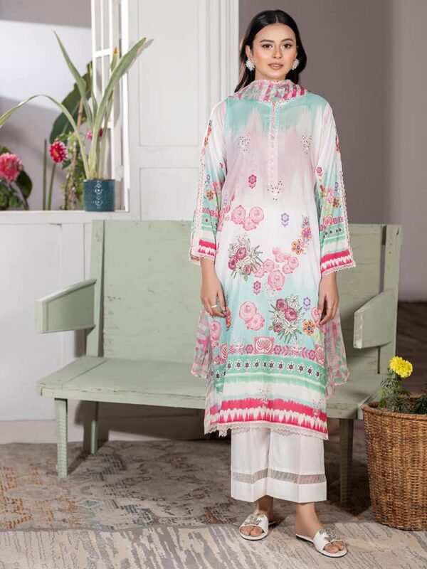 Gul Pasand 3-Piece Unstitched Lawn Suit with Boring Embroidered Lawn Shirt & Embroidered Chiffon Dupatta