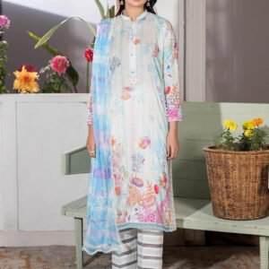 Gul Pasand 3-Piece Unstitched Lawn Suit with Boring & Embroidered Shirt and Chiffon Dupatta