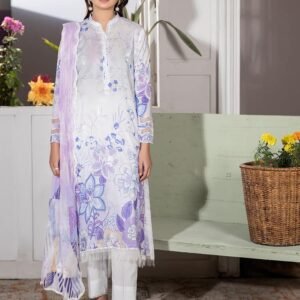 Gul Pasand 3-Piece Unstitched Lawn Suit with Embroidery & Bamber Chiffon Dupatta