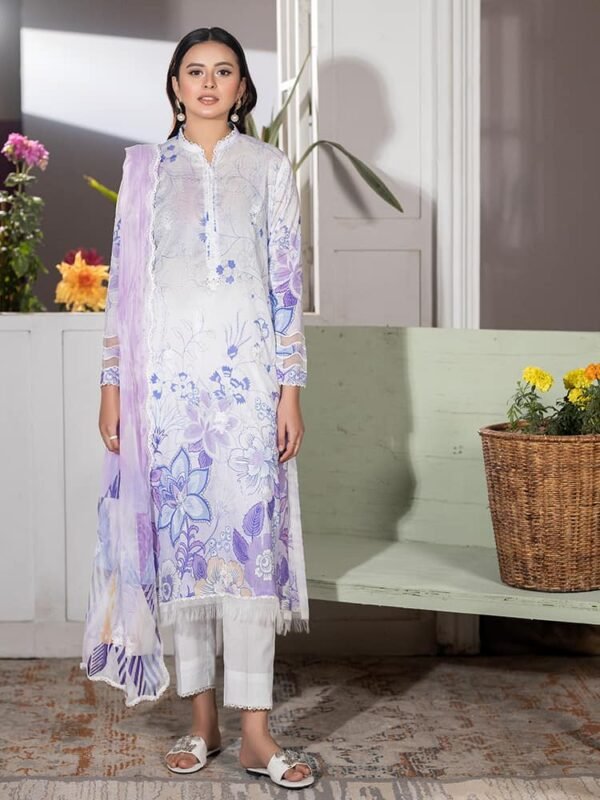 Gul Pasand 3-Piece Unstitched Lawn Suit with Embroidery & Bamber Chiffon Dupatta