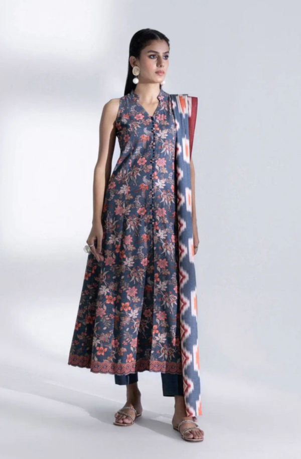 Sapphire Unstitched Printed Lawn 3-Piece Suit with Multicolor Floral Design