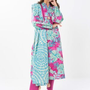 Unstitched 2-Piece Printed Lawn Shirt with Silver Lawn Dupatta – Pink