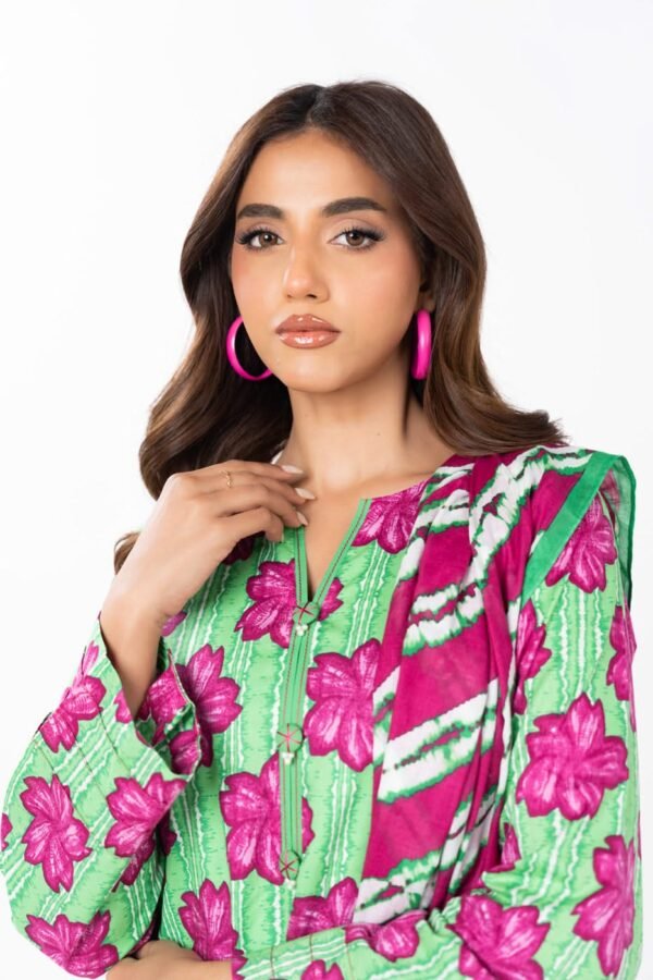 2 Piece Printed Lawn Shirt With Silver Lawn Dupatta