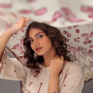 Bonanza Satrangi 3-Piece Embroidered Cambric Suit with Digital Printed Lawn Dupatta